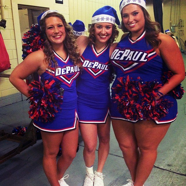 Curly skinny midget cheerleaders