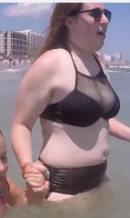 chubby girl at the beach