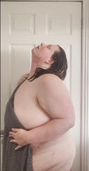 BBW after shower big belly towel tease