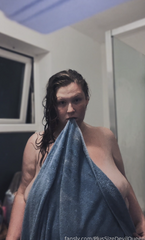 BBW after shower big belly towel tease