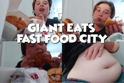 GIANT EATS FAST FOOD CITY!! Big stuffing