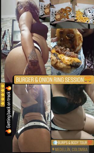 BURGER AND ONION RINGS SESSION. BURPS & BODY TOUR.