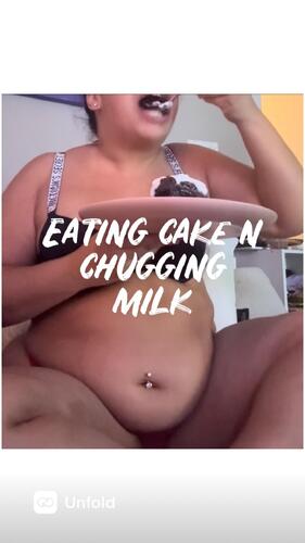 Eating Cake N Chugging Milk