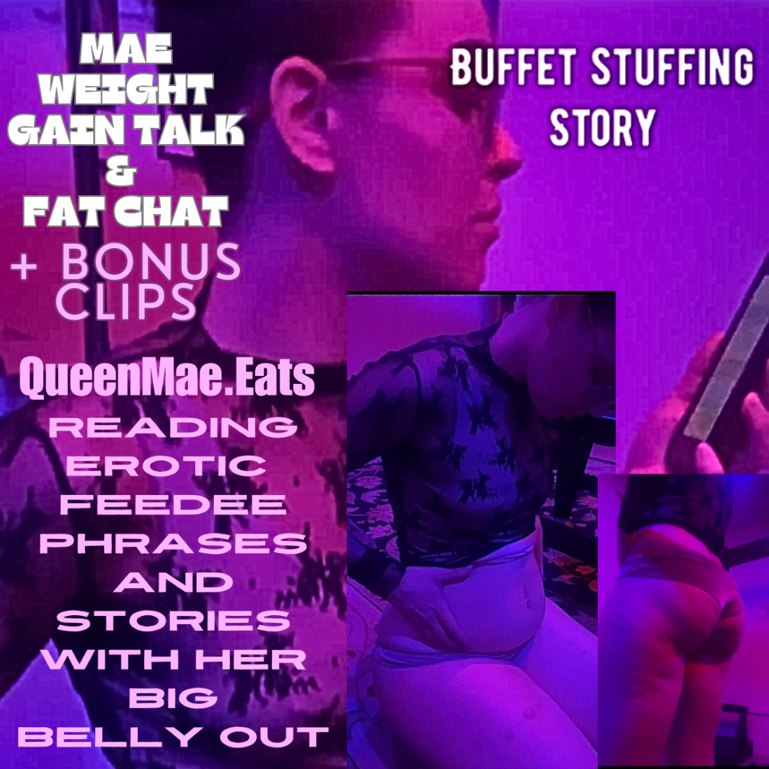 POV: Mae reading you Feederism Erotica & Weight gain Stories🤓📚🤰🏻[+Bonus  Clips] - Video Clips - Weight Gain - feeder/feedee - Curvage