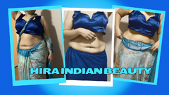 Hira indian beauty - Wearing Blue Saree and Sleeveless Blouse